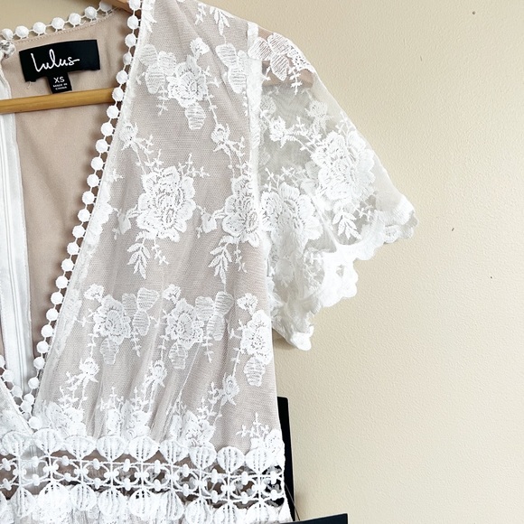 Lulu’s Magical Love White Lace Short Sleeve Mini Dress Size XS NWT - Picture 5 of 13